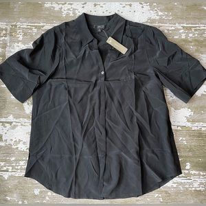 NWT J Crew Black 100% silk top blouse Sz LT large tall